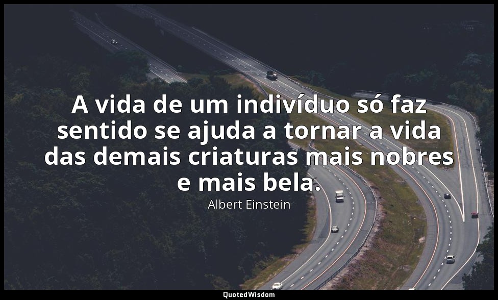 A vida de um indivíduo só faz sentido se ajuda a tornar a vida das demais criatu — Albert Einstein