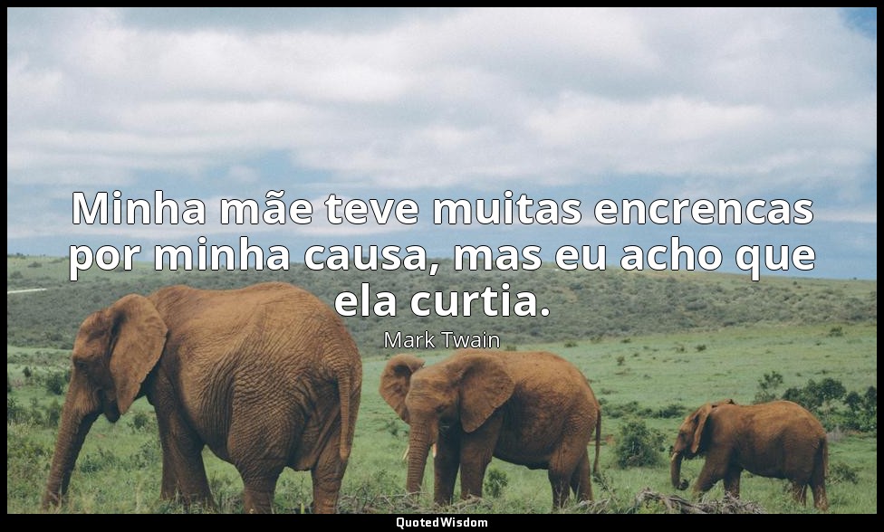Minha mãe teve muitas encrencas por minha causa, mas eu acho que ela curtia. — Mark Twain