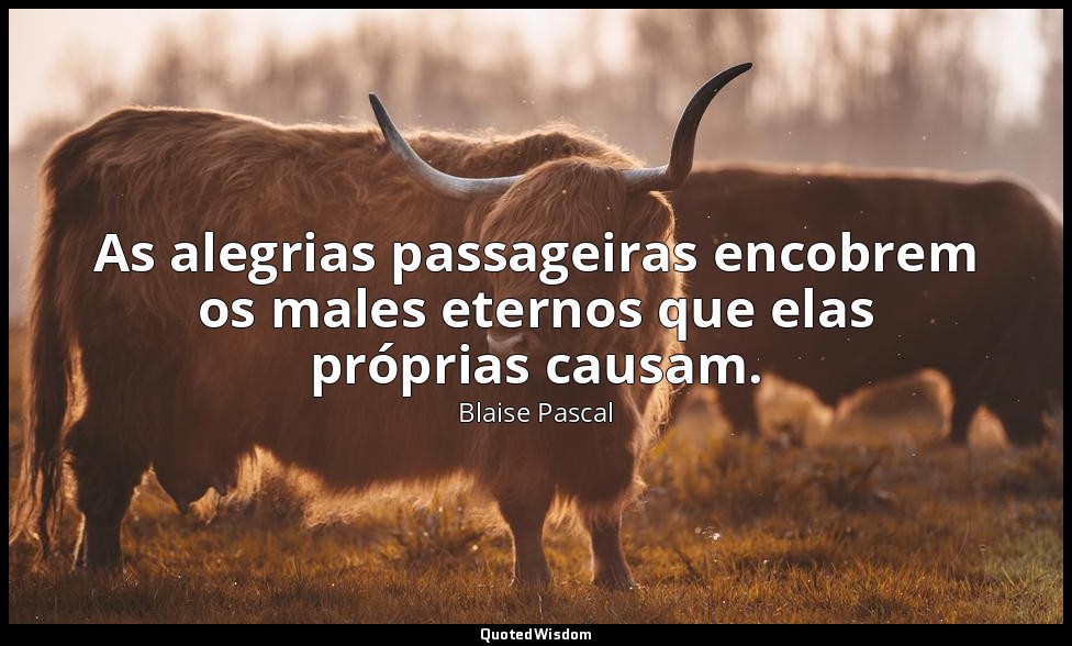 As alegrias passageiras encobrem os males eternos que elas próprias causam. — Blaise Pascal