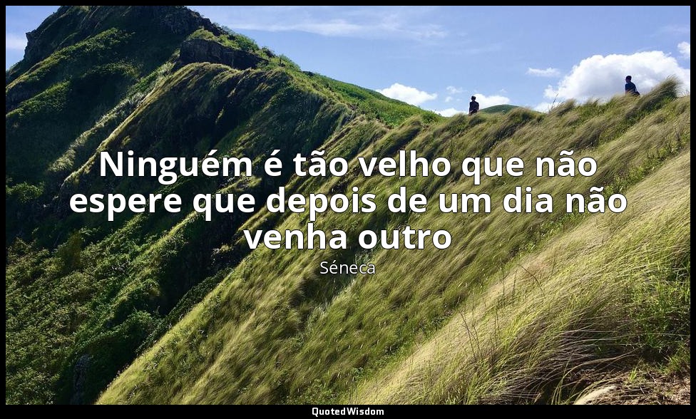 Ninguém é tão velho que não espere que depois de um dia não venha outro — Séneca