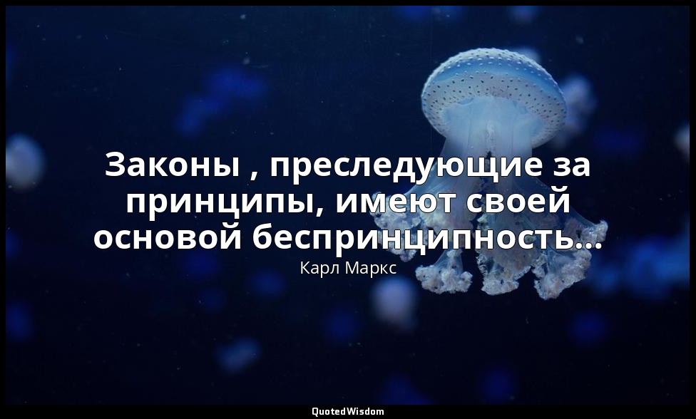 Законы , преследующие за принципы, имеют своей основой беспринципность… — Карл Маркс