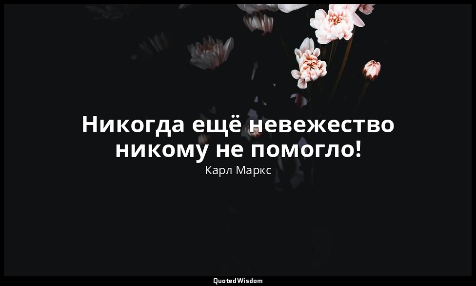Никогда ещё невежество никому не помогло! — Карл Маркс