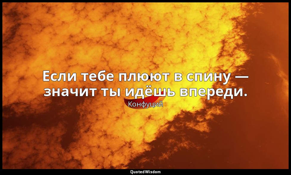 Если тебе плюют в спину — значит ты идёшь впереди. — Конфуций