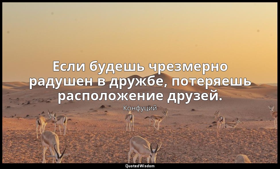 Если будешь чрезмерно радушен в дружбе, потеряешь расположение друзей. — Конфуций