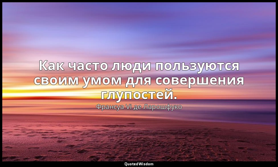 Как часто люди пользуются своим умом для совершения глупостей. — Франсуа VI де Ларошфуко