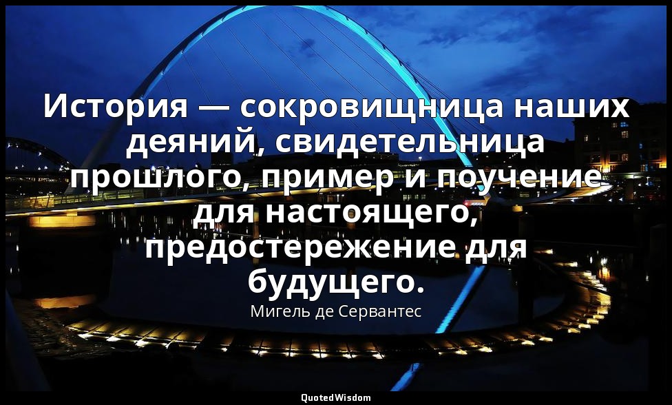 История — сокровищница наших деяний, свидетельница прошлого, пример и поучение д — Мигель де Сервантес