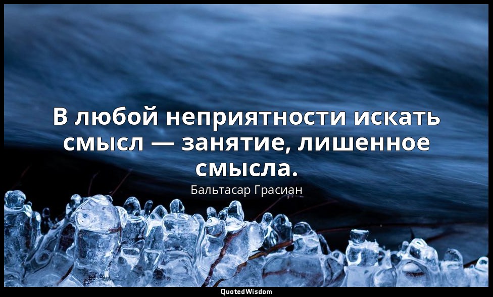 В любой неприятности искать смысл — занятие, лишенное смысла. — Бальтасар Грасиан