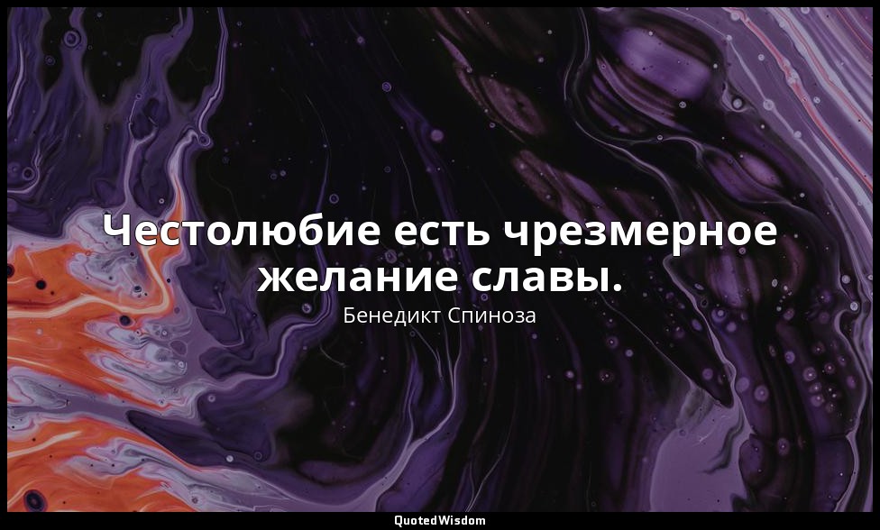 Честолюбие есть чрезмерное желание славы. — Бенедикт Спиноза