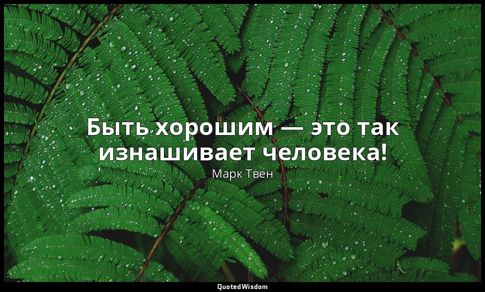 Быть хорошим — это так изнашивает человека! — Марк Твен