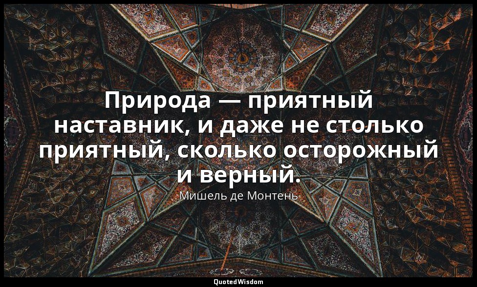 Природа — приятный наставник, и даже не столько приятный, сколько осторожный и в — Мишель де Монтень