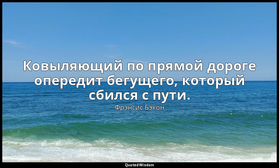 Ковыляющий по прямой дороге опередит бегущего, который сбился с пути. — Фрэнсис Бэкон