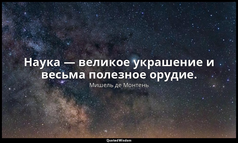 Наука — великое украшение и весьма полезное орудие. — Мишель де Монтень