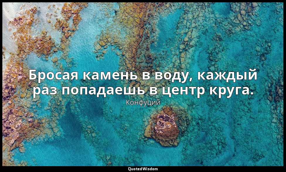Бросая камень в воду, каждый раз попадаешь в центр круга. — Конфуций