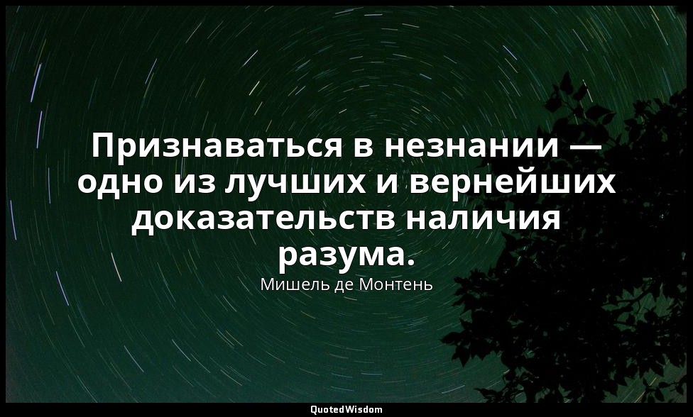 Признаваться в незнании — одно из лучших и вернейших доказательств наличия разум — Мишель де Монтень