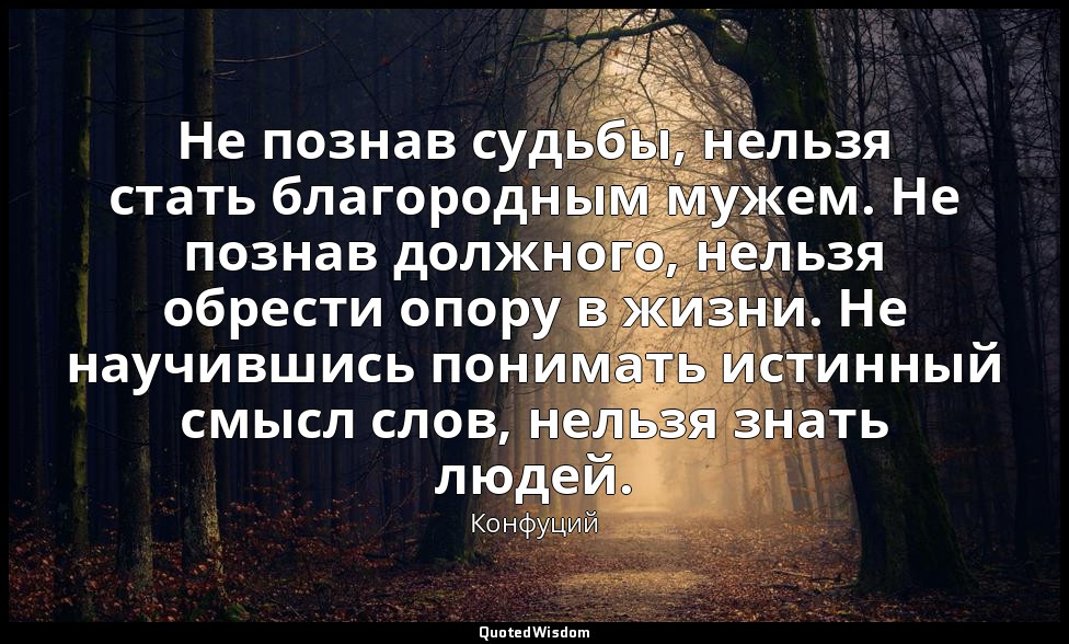 Не познав судьбы, нельзя стать благородным мужем. Не познав должного, нельзя обр — Конфуций