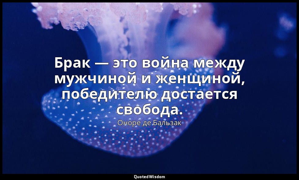 Брак — это война между мужчиной и женщиной, победителю достается свобода. — Оноре де Бальзак