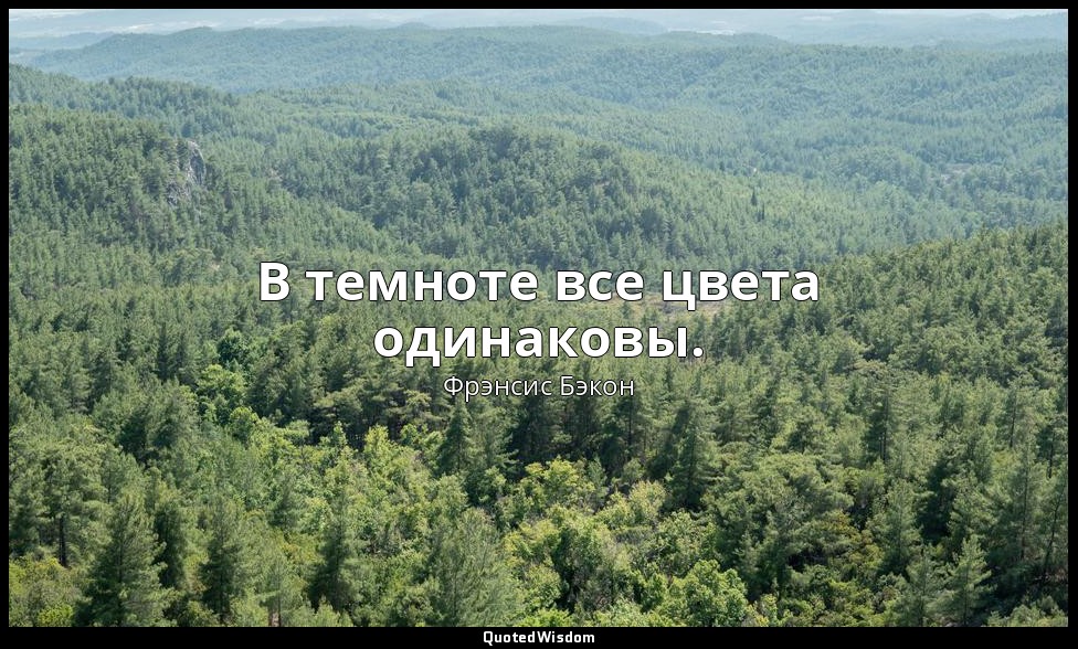 В темноте все цвета одинаковы. — Фрэнсис Бэкон