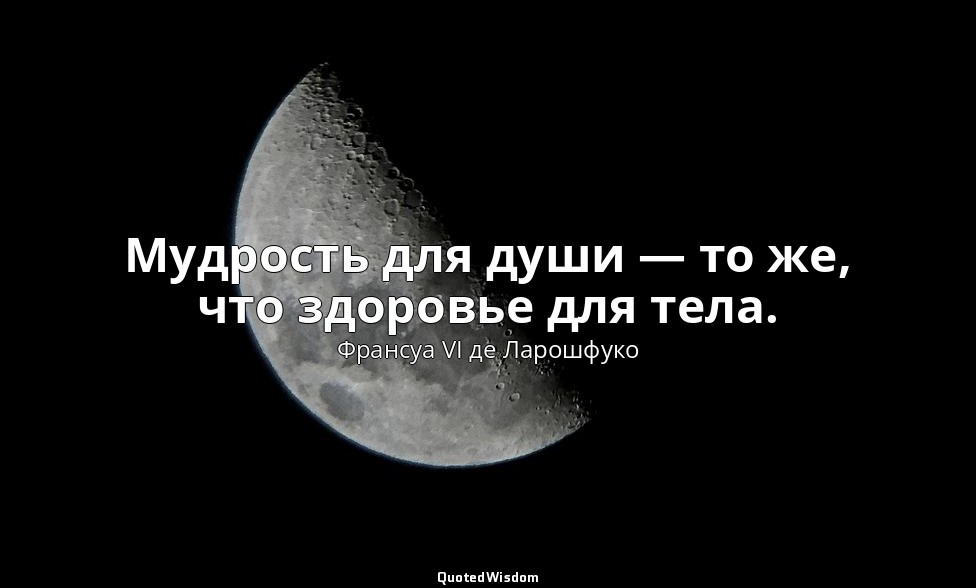 Мудрость для души — то же, что здоровье для тела. — Франсуа VI де Ларошфуко