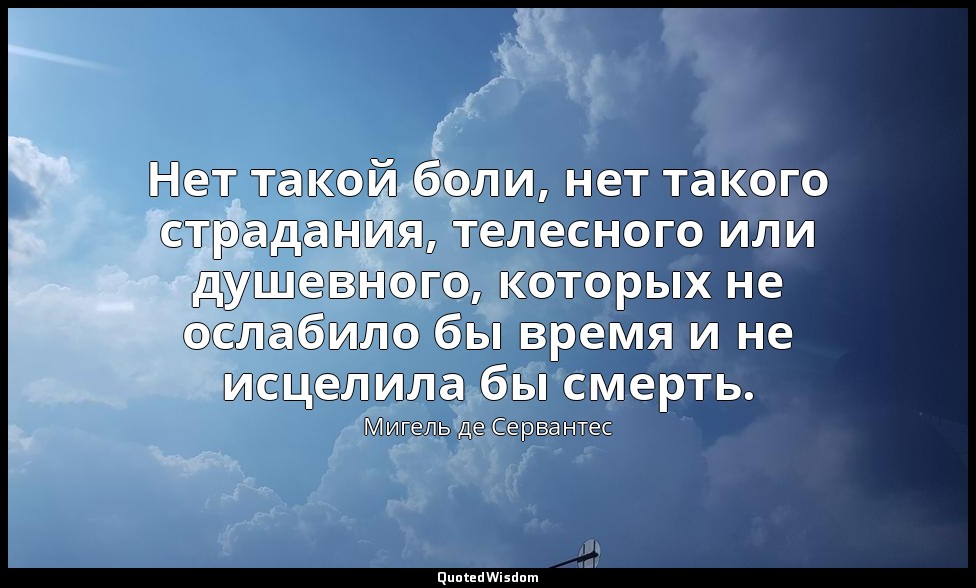 Нет такой боли, нет такого страдания, телесного или душевного, которых не ослаби — Мигель де Сервантес
