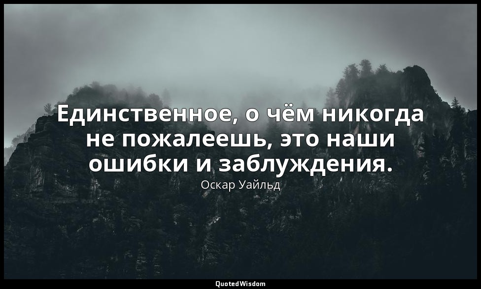 Единственное, о чём никогда не пожалеешь, это наши ошибки и заблуждения. — Оскар Уайльд
