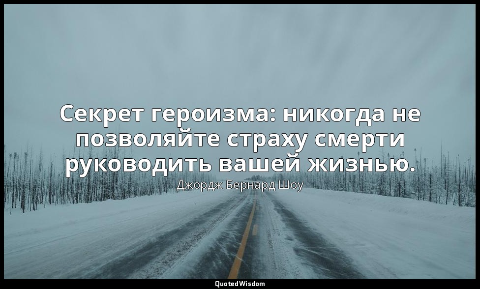 Секрет героизма: никогда не позволяйте страху смерти руководить вашей жизнью. — Джордж Бернард Шоу