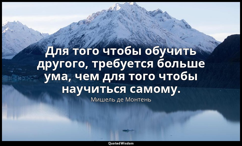 Для того чтобы обучить другого, требуется больше ума, чем для того чтобы научить — Мишель де Монтень