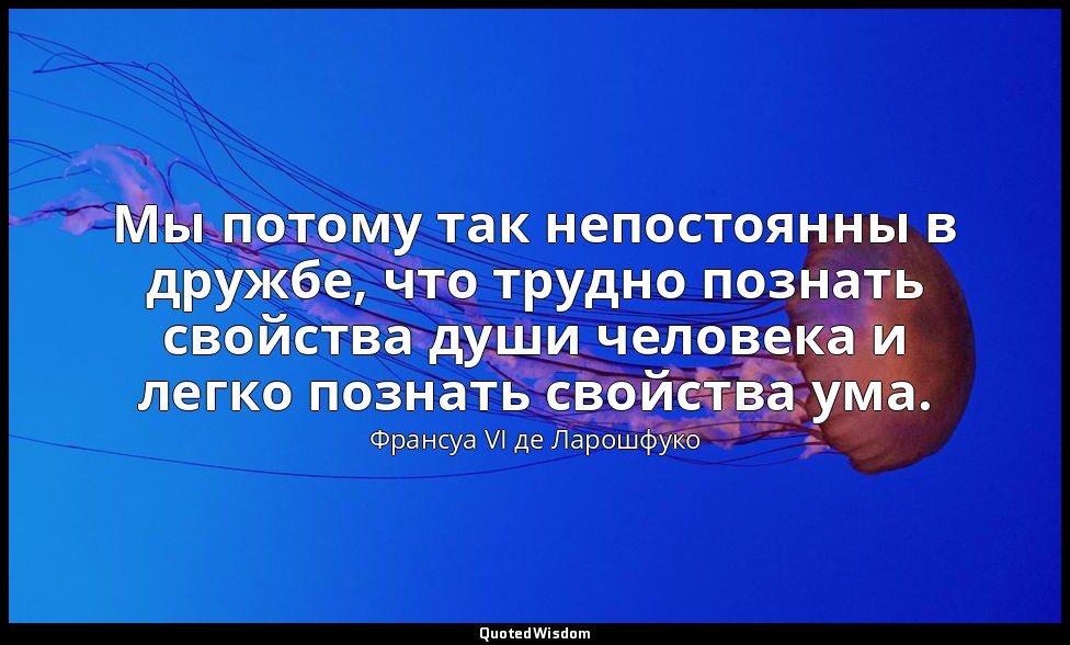 Мы потому так непостоянны в дружбе, что трудно познать свойства души человека и  — Франсуа VI де Ларошфуко