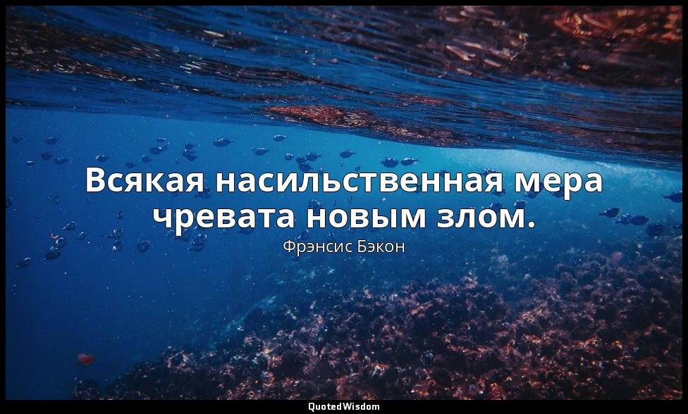 Всякая насильственная мера чревата новым злом. — Фрэнсис Бэкон