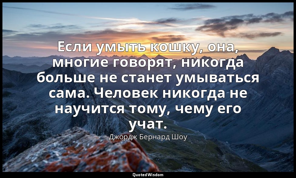 Если умыть кошку, она, многие говорят, никогда больше не станет умываться сама.  — Джордж Бернард Шоу