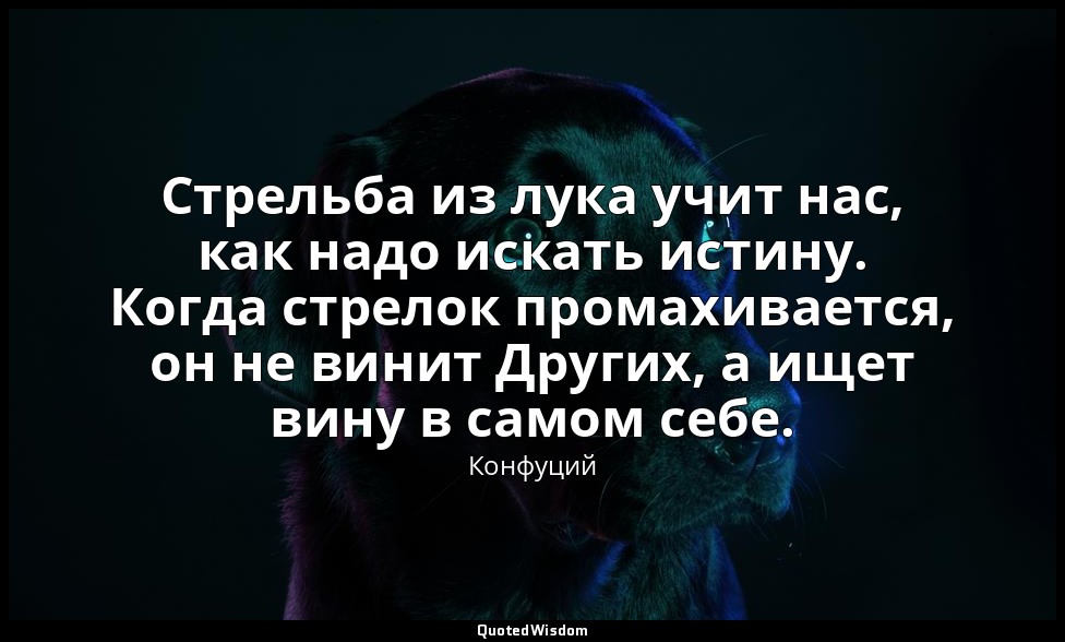 Стрельба из лука учит нас, как надо искать истину. Когда стрелок промахивается,  — Конфуций