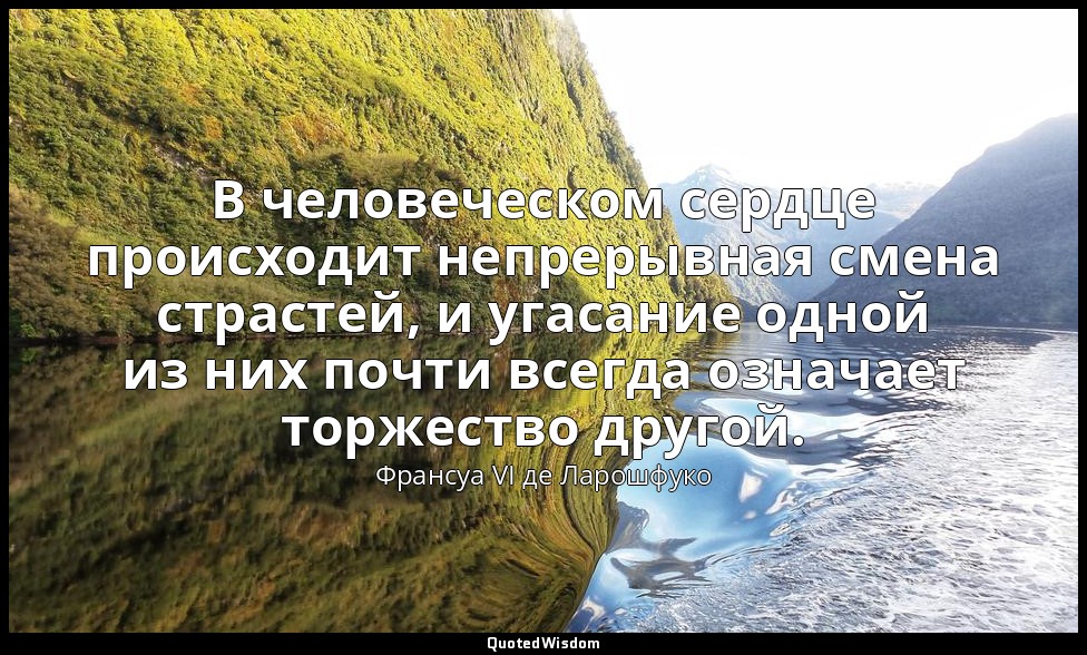 В человеческом сердце происходит непрерывная смена страстей, и угасание одной из — Франсуа VI де Ларошфуко