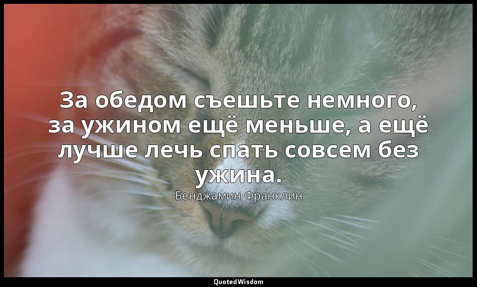 За обедом съешьте немного, за ужином ещё меньше, а ещё лучше лечь спать совсем б — Бенджамин Франклин