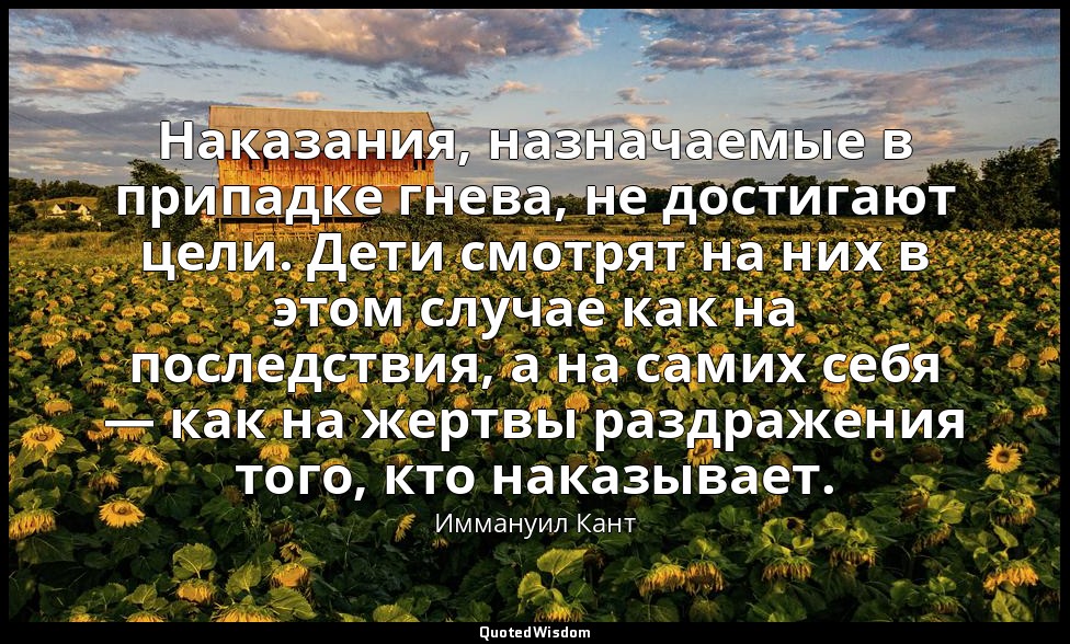 Наказания, назначаемые в припадке гнева, не достигают цели. Дети смотрят на них  — Иммануил Кант