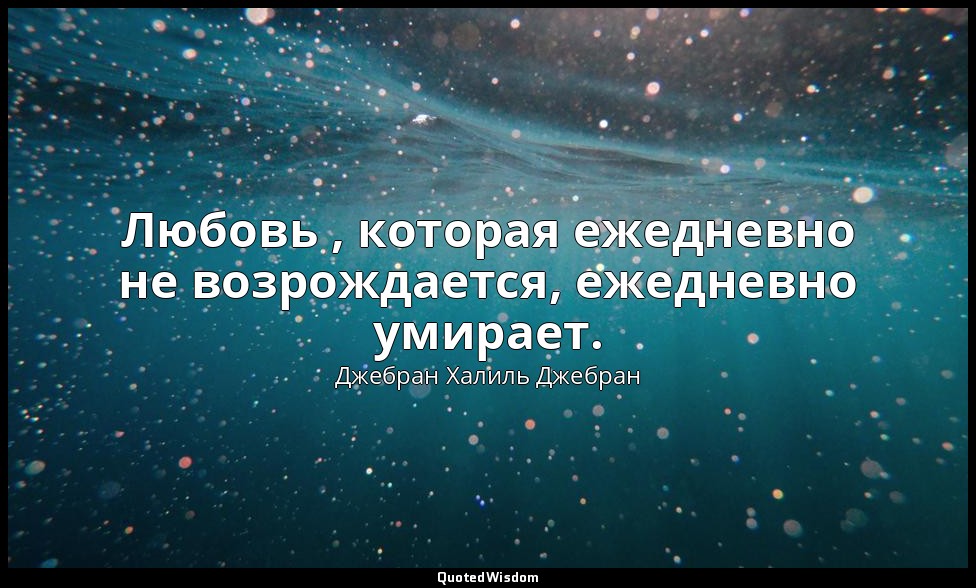 Любовь , которая ежедневно не возрождается, ежедневно умирает. — Джебран Халиль Джебран