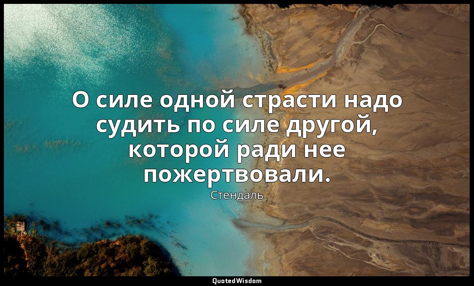 О силе одной страсти надо судить по силе другой, которой ради нее пожертвовали. — Стендаль