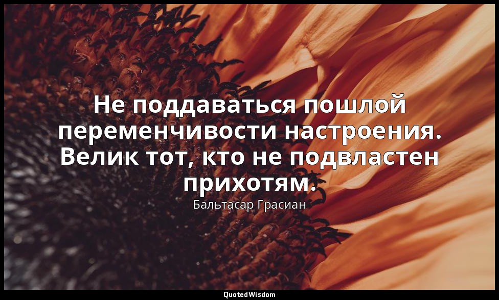 Не поддаваться пошлой переменчивости настроения. Велик тот, кто не подвластен пр — Бальтасар Грасиан