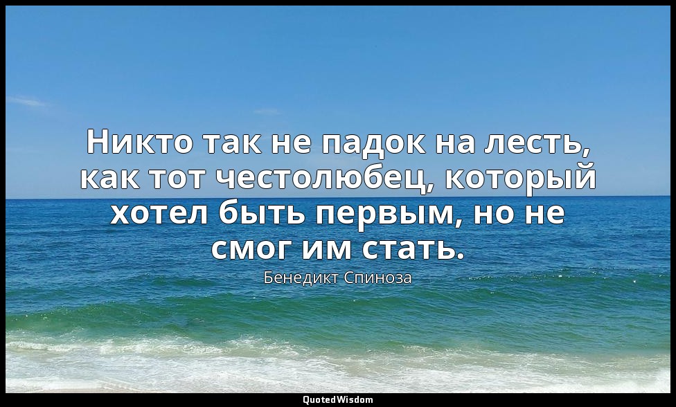 Никто так не падок на лесть, как тот честолюбец, который хотел быть первым, но н — Бенедикт Спиноза
