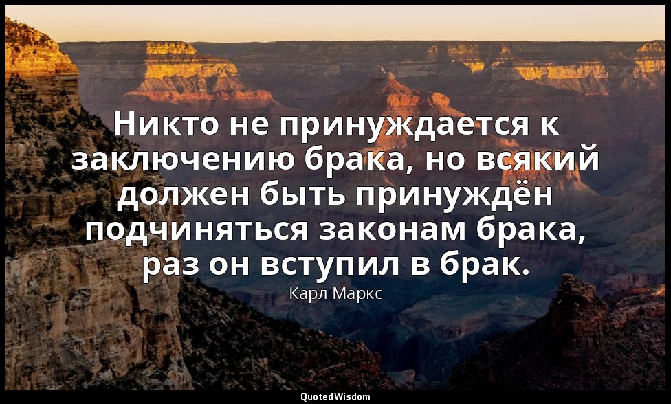 Никто не принуждается к заключению брака, но всякий должен быть принуждён подчин — Карл Маркс