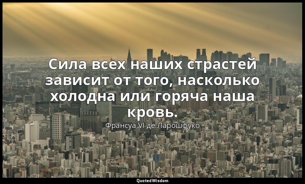 Сила всех наших страстей зависит от того, насколько холодна или горяча наша кров — Франсуа VI де Ларошфуко