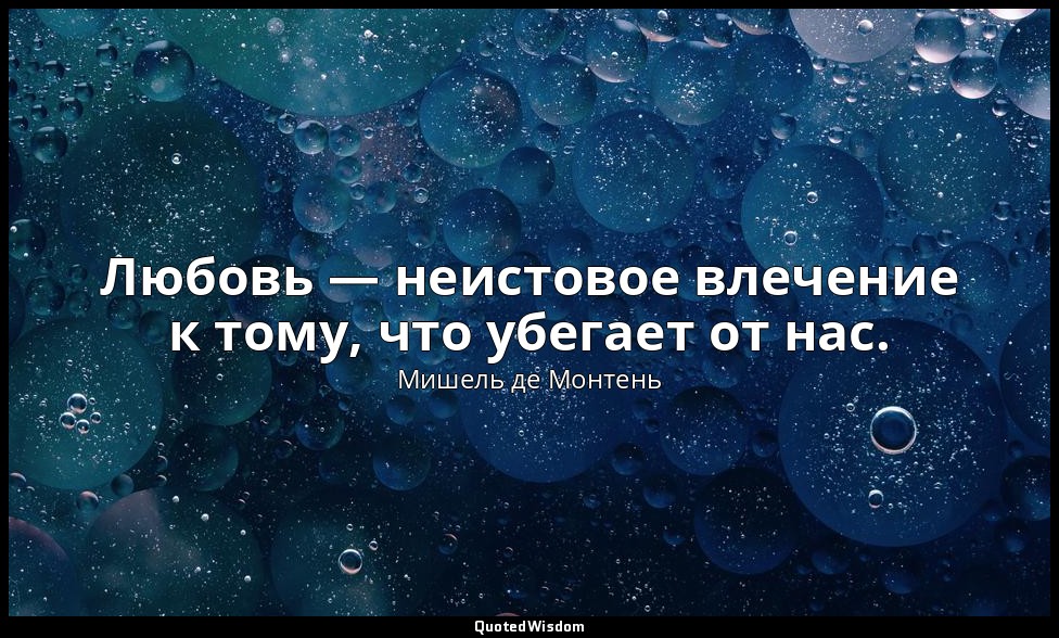 Любовь — неистовое влечение к тому, что убегает от нас. — Мишель де Монтень