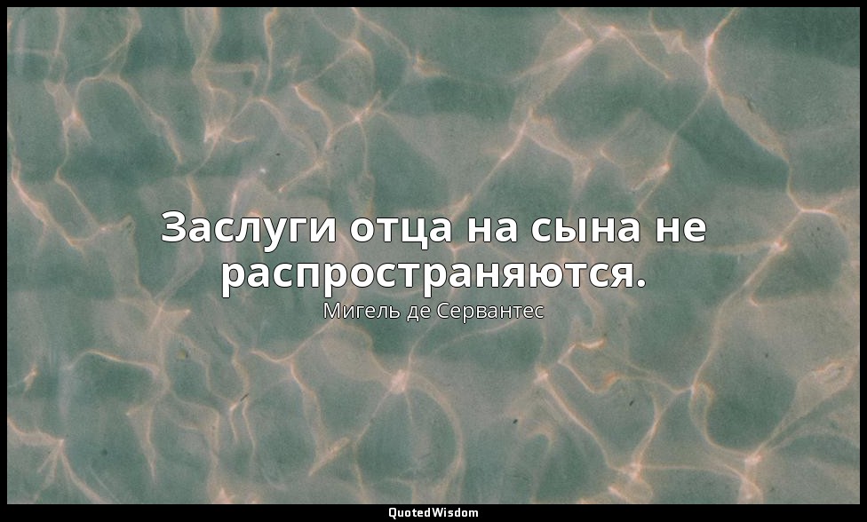 Заслуги отца на сына не распространяются. — Мигель де Сервантес