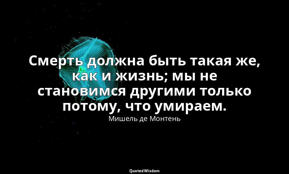 Смерть должна быть такая же, как и жизнь; мы не становимся другими только потому — Мишель де Монтень