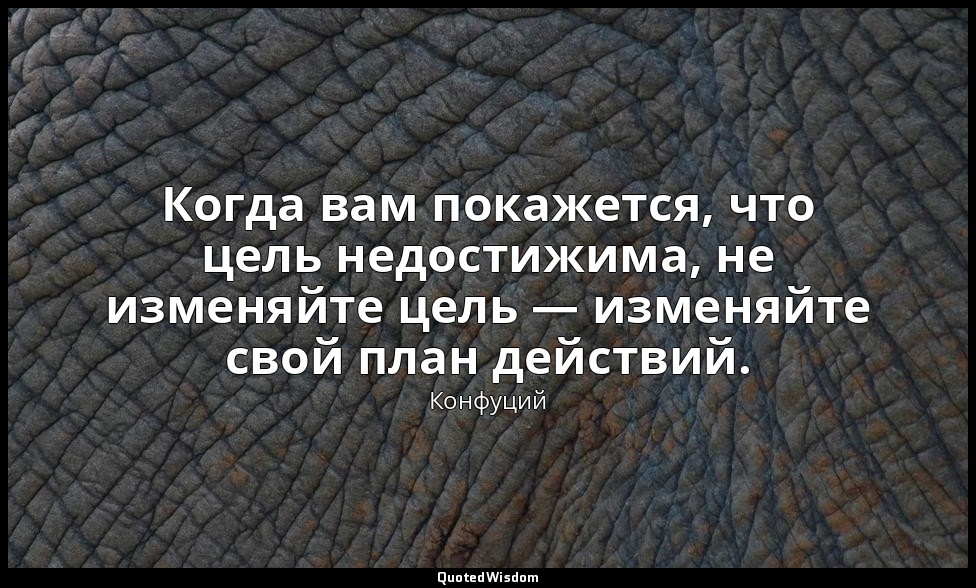 Когда вам покажется, что цель недостижима, не изменяйте цель — изменяйте свой пл — Конфуций