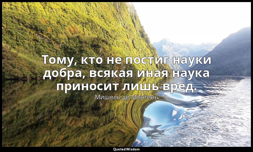 Тому, кто не постиг науки добра, всякая иная наука приносит лишь вред. — Мишель де Монтень