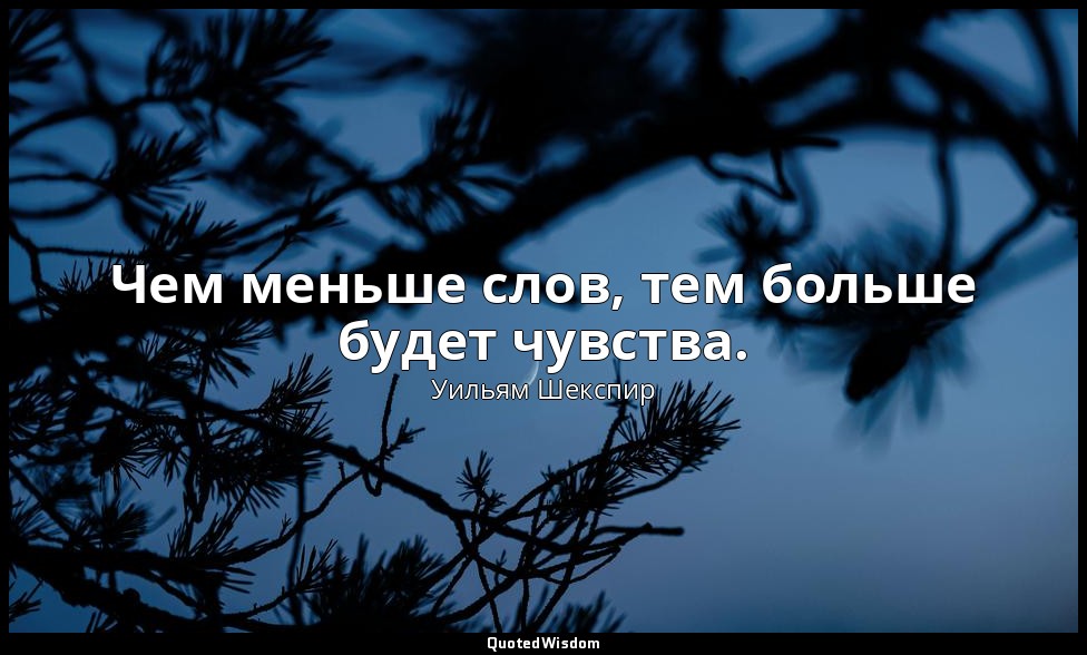 Чем меньше слов, тем больше будет чувства. — Уильям Шекспир