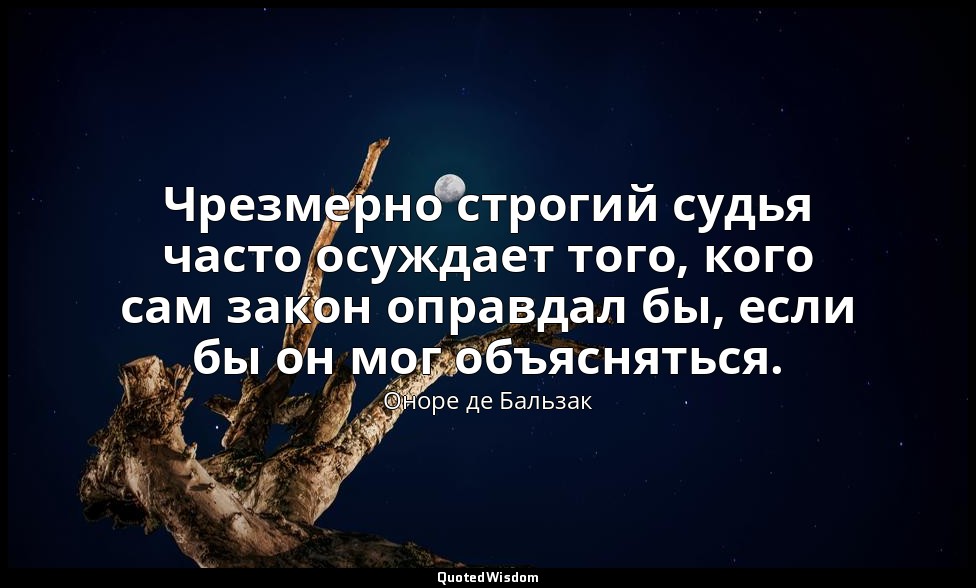 Чрезмерно строгий судья часто осуждает того, кого сам закон оправдал бы, если бы — Оноре де Бальзак