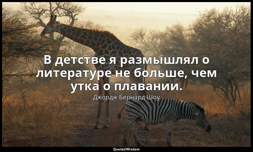 В детстве я размышлял о литературе не больше, чем утка о плавании. — Джордж Бернард Шоу