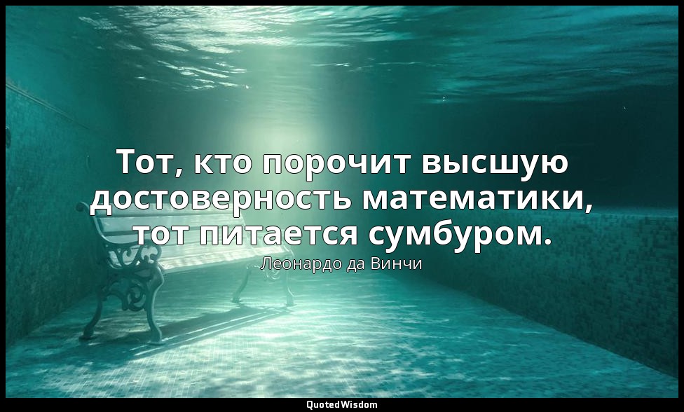 Тот, кто порочит высшую достоверность математики, тот питается сумбуром. — Леонардо да Винчи