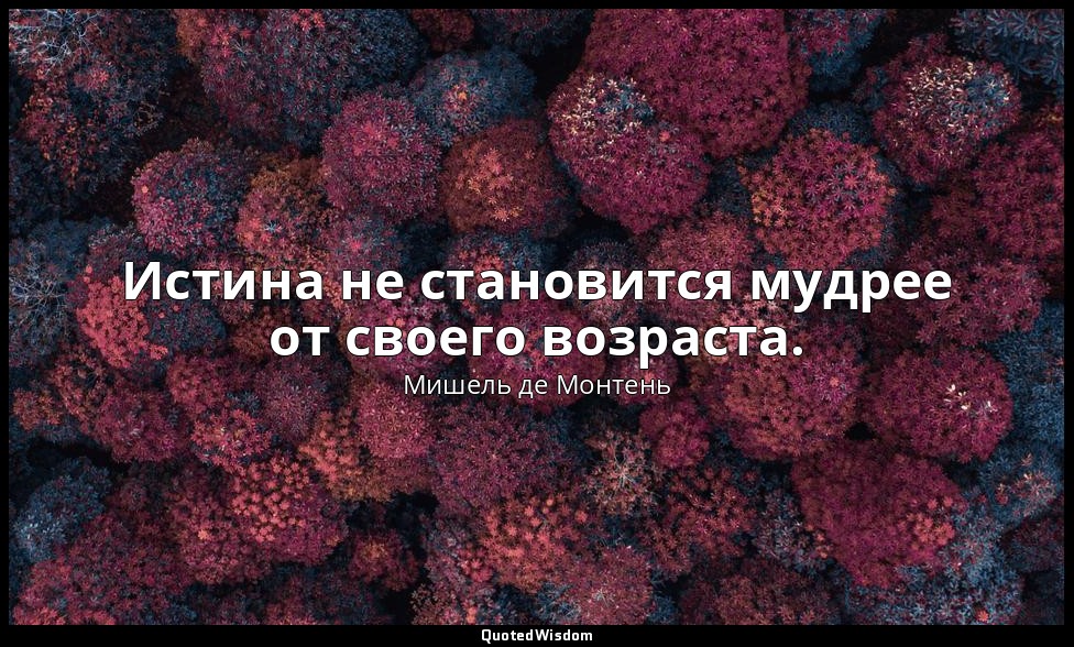 Истина не становится мудрее от своего возраста. — Мишель де Монтень