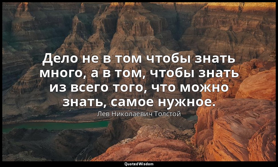 Дело не в том чтобы знать много, а в том, чтобы знать из всего того, что можно з — Лев Николаевич Толстой